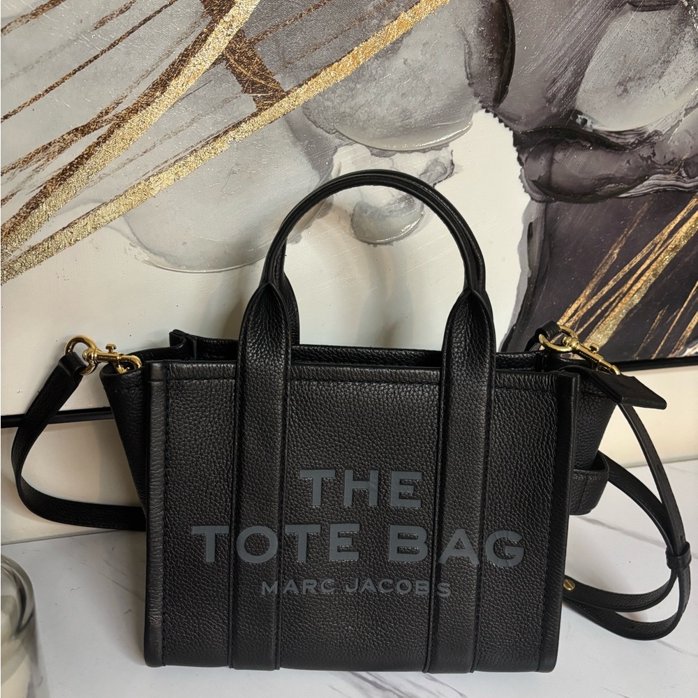 Marc Jacobs Black Pebbled Leather The Tote Bag